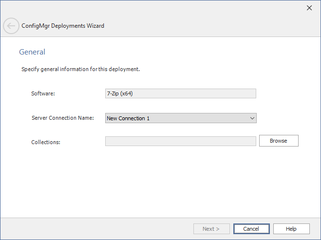 ConfigMgr Deployments Wizard / General Panel
