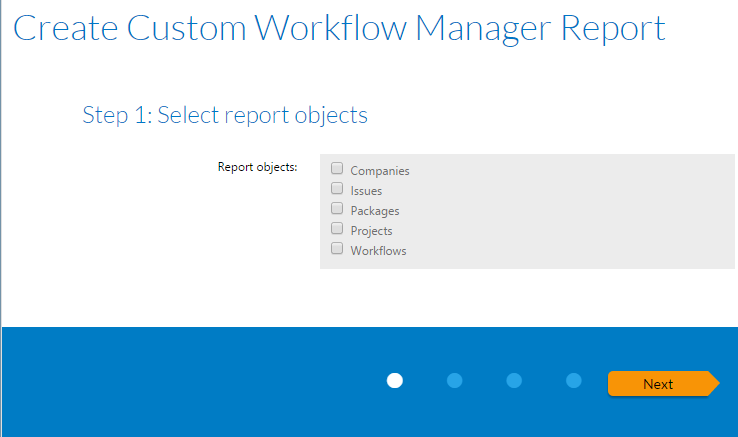 Select Report Objects Panel