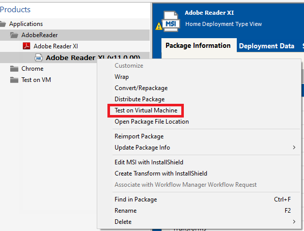 Test on Virtual Machine Option